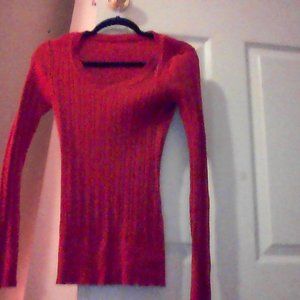 Pretty red ribbed long sleeve size large